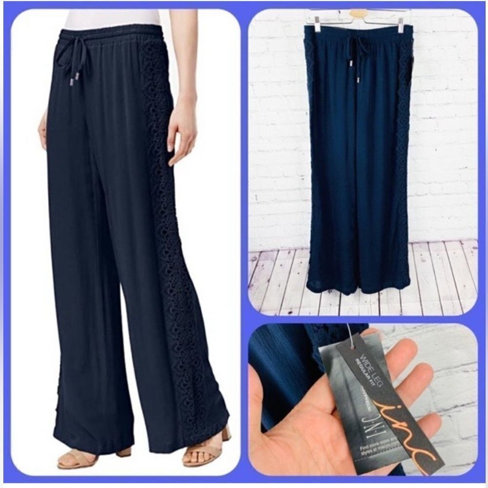 INC International Concepts Women's Navy Wide-Leg Pants Sz 4